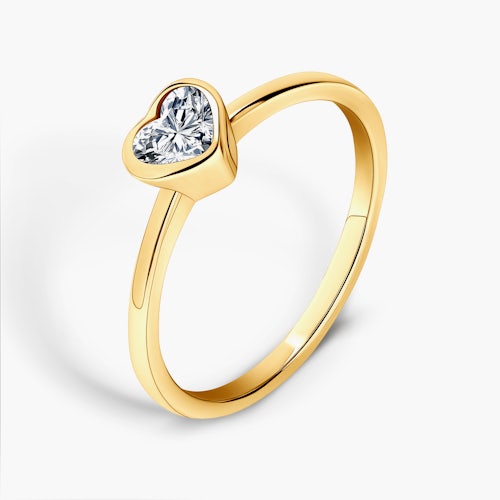 Pierścionek zaręczynowy Pure: złoty, diament w szlifie serce